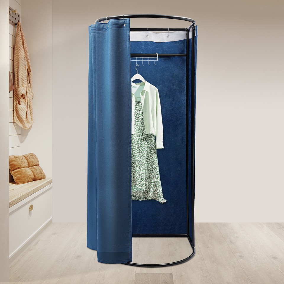 Portable Outdoor Dressing Room Fitting Room Blue Curtain Privacy Room