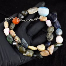Faceted Labradorite & Iolite 458.00 Cts Beaded Beautiful Necklace RK 44 E690