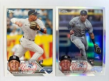 (2) 2023 Topps Chrome Update #USC123 Rookie Debut Refractor Oswald Peraza + Base