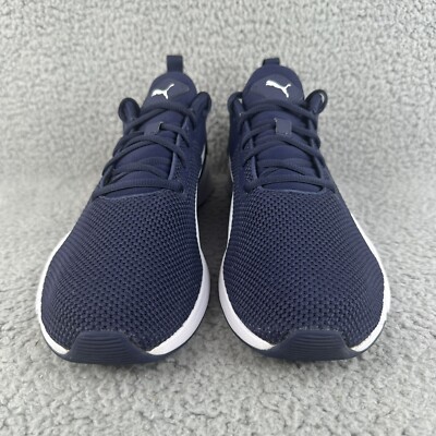 Puma Mens Shoes Navy Blue White Flyer Runner Mesh Lace Up Sneakers