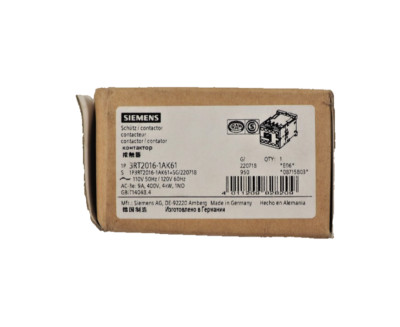 SIEMENS SIRIUS 3RT2016-1AK61 110-120V Contactor