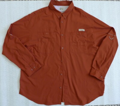 COLUMBIA Mens XXL Omni-Shade PFG Tamiami II Long Sleeve Shirt FM7253 Brick Brown