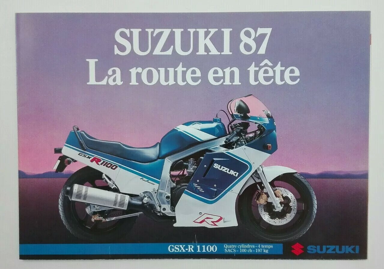 Brochure Suzuki 1987 Retro : Prospectus Moto Vintage et Guide Technique d'Époque