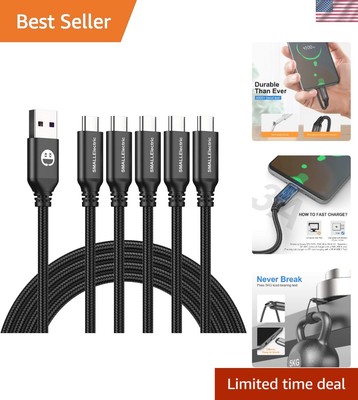 6ft Braided Fast Charge Cable - 3A USB C to A for Efficient Charging & Data Sync