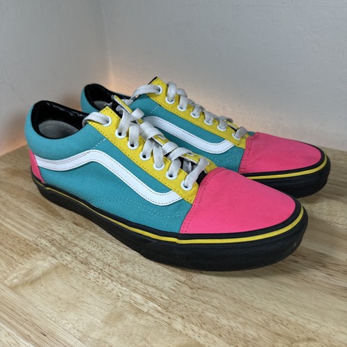 Vans Customs Neon Retro Canvas Lace Up Shoes Off The Wall Mens 9.5 Women’s 11