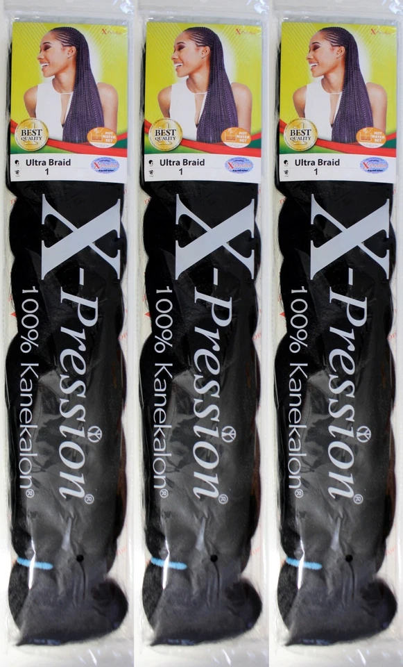 X-Pression Ultra Braid Haarverlängerung #1 schwarz 82 Zoll 165g (3 STCK. ANGEBOT)