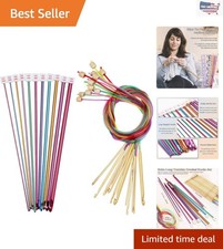 23 PCS Crochet Hook Set - 11 Metal 12 Bamboo Needles Included