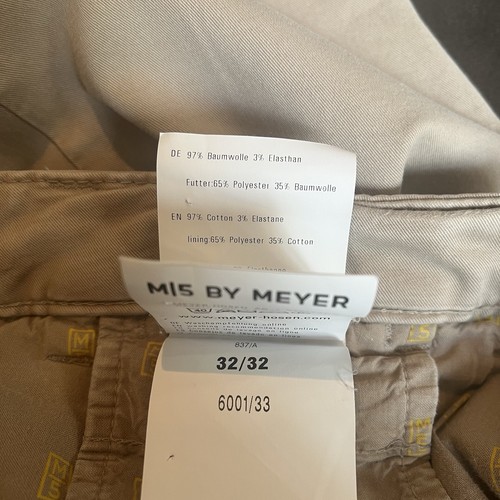 Pantalón chino Meyer M5 corte regular beige elástico algodón W32 L32 - Imagen 8 de 9