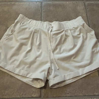Zyia Active Everywhere Shorts Cream Off White Lined Drawstring Pockets XL