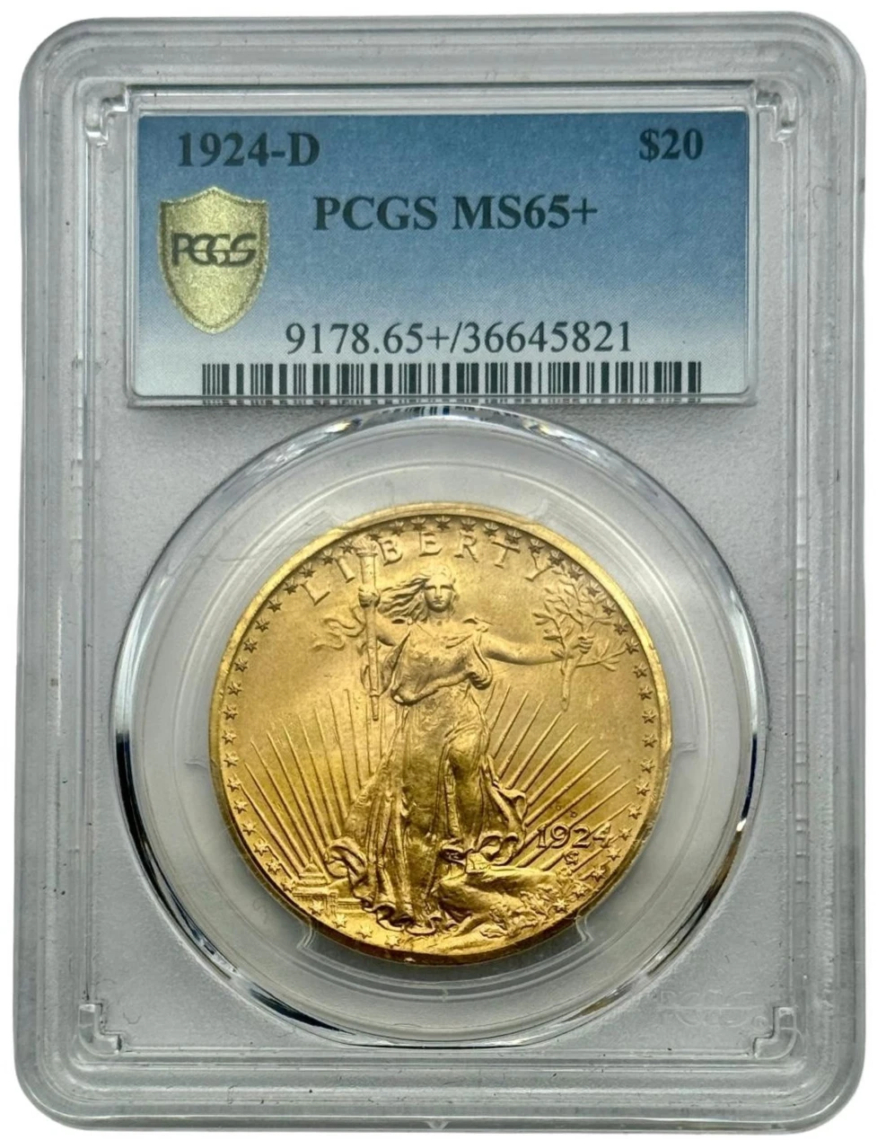 1924-D Saint-Gaudens Double Eagle, PCGS MS65+, Gem Plus Collector Coin.