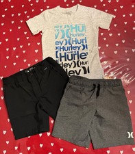 Hurley Boys Size 4 Short Sleeve Top And 2 Pairs Of Shorts