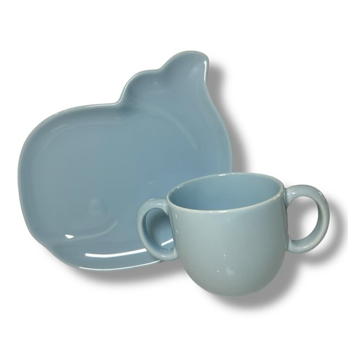 Tiffany & Co 2005 Tots Set Blauwal Teller & Doppelhenkel Tasse Kinderschale