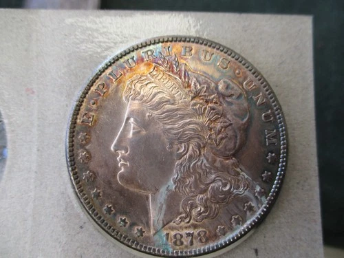 1878S Morgan Dollar, Rainbow toned,Nice AU coin,fabulous toning, Obv & Rev. $98