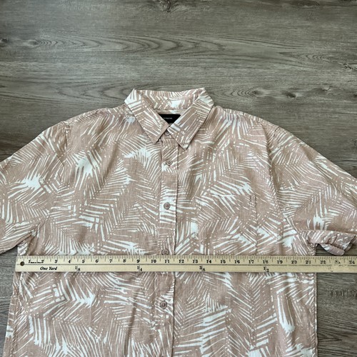 Vince Classic Fit Linen Blend Button Up Shirt Mens Medium Palm Print - Picture 6 of 10