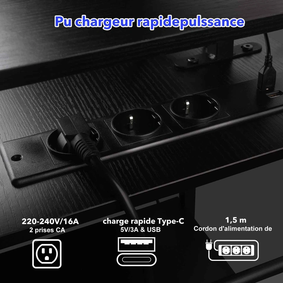 Aiorber L-förmiger Schreibtisch Bürotisch mit LED-Litch Gamer Computertisch - Bild 2 von 4