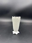 Vintage Fenton Hobnail Milk Glass Crown Top Vase 5 1/8”