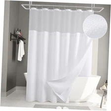  White Waffle Shower Curtain Set 72"W x 72"L (Pack of 1) White - Double Layer