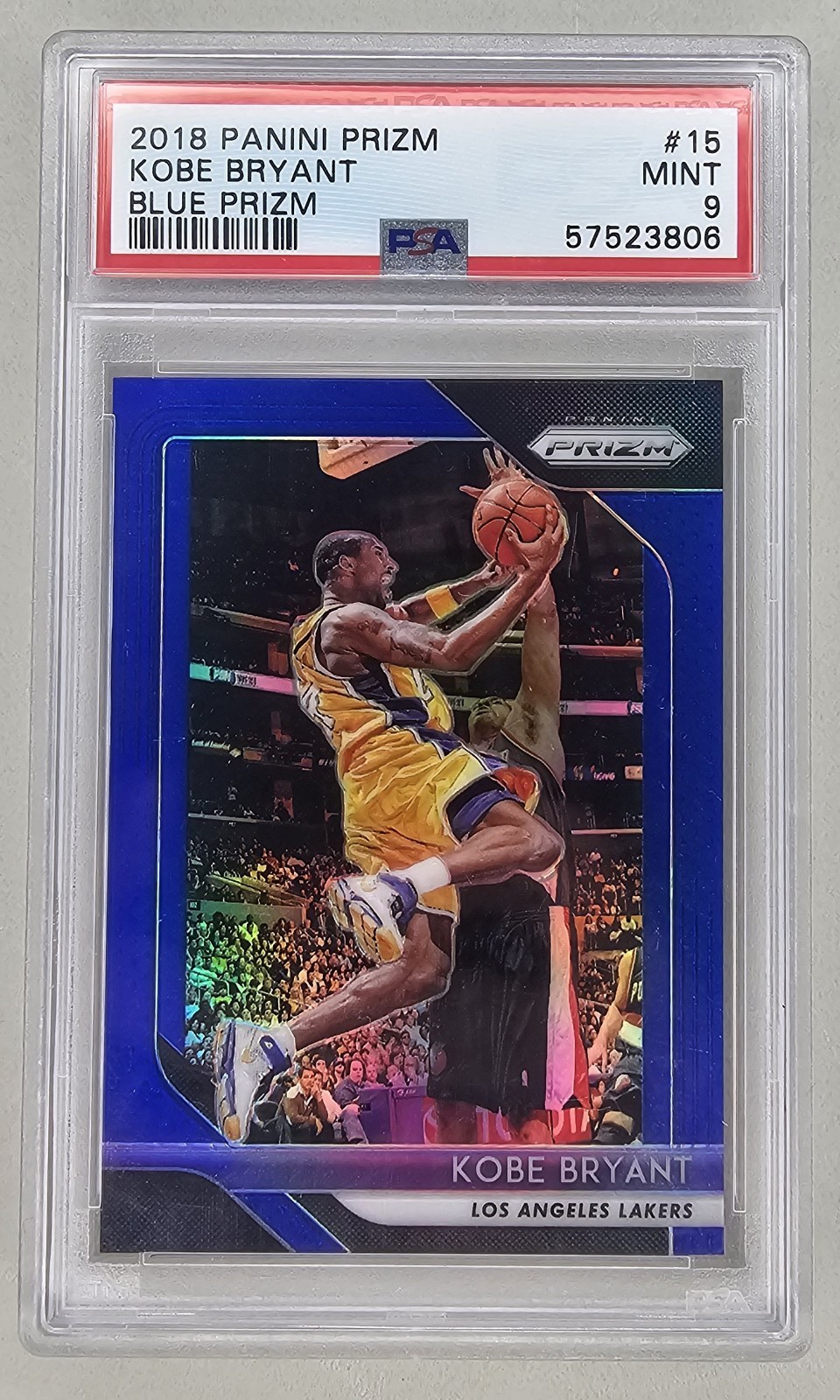 2018 Panini Prizm NBA KOBE BRYANT #15 BLUE Prizm #'d /199 PSA 9 MINT 6293
