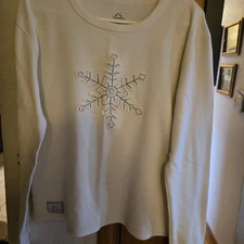 Lakegirl Thermal Off-white Snowflake Long Sleeve Size Xl Women's