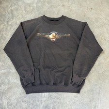 Vintage 2000s Y2K Harley Davidson Faded Black Crewneck Size Large 90s Biker
