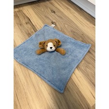 Carters Blue Puppy Dog Lovey Security Blanket Brown Baby Nursery Plush Toy 13"