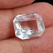 10 Ct Natural Emerald Cut Flawless White Sapphire Loose Certified Gemstone