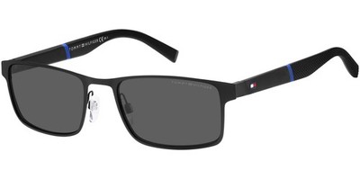 Tommy Hilfiger Black Metal Rectangle Sunglasses w/ Flex Hinges TH1904S 0003 IR
