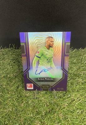 Lukas Nmecha numbered /50 Autograph Tier One Ball Magnet Purple Holo #BMA-LN