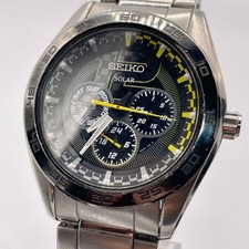 SEIKO Solar Chronograph Yellow Black Model Wristwatch