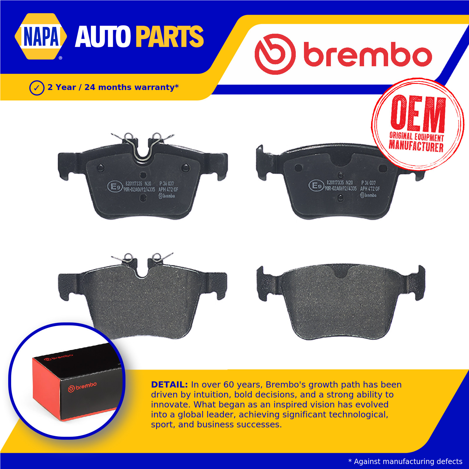 Brake Pads Set fits JAGUAR I-PACE X590 Rear 2018 on QG Brembo T4K17558 T4K6084