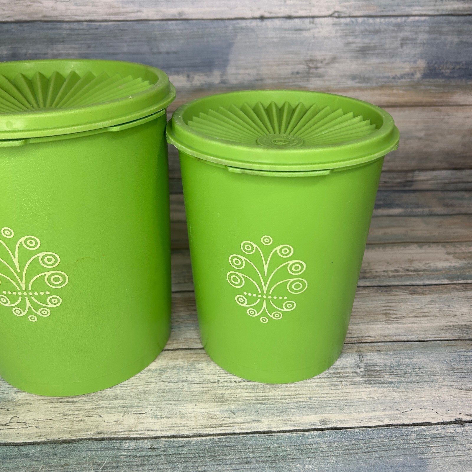 Vintage Green Tupperware Canisters Set of 3 with Lids Nesting Servalier