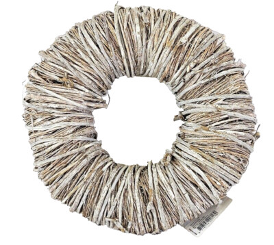 Kranz Türkranz Wand Kranz trocken Weiß gekalkt 30 cm Rebenkranz Natur Dekoration