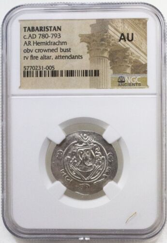 NGC Tabaristan Certified Slab – Zoroastrian Dabuyid Silver Half Dirham - Picture 1 of 4