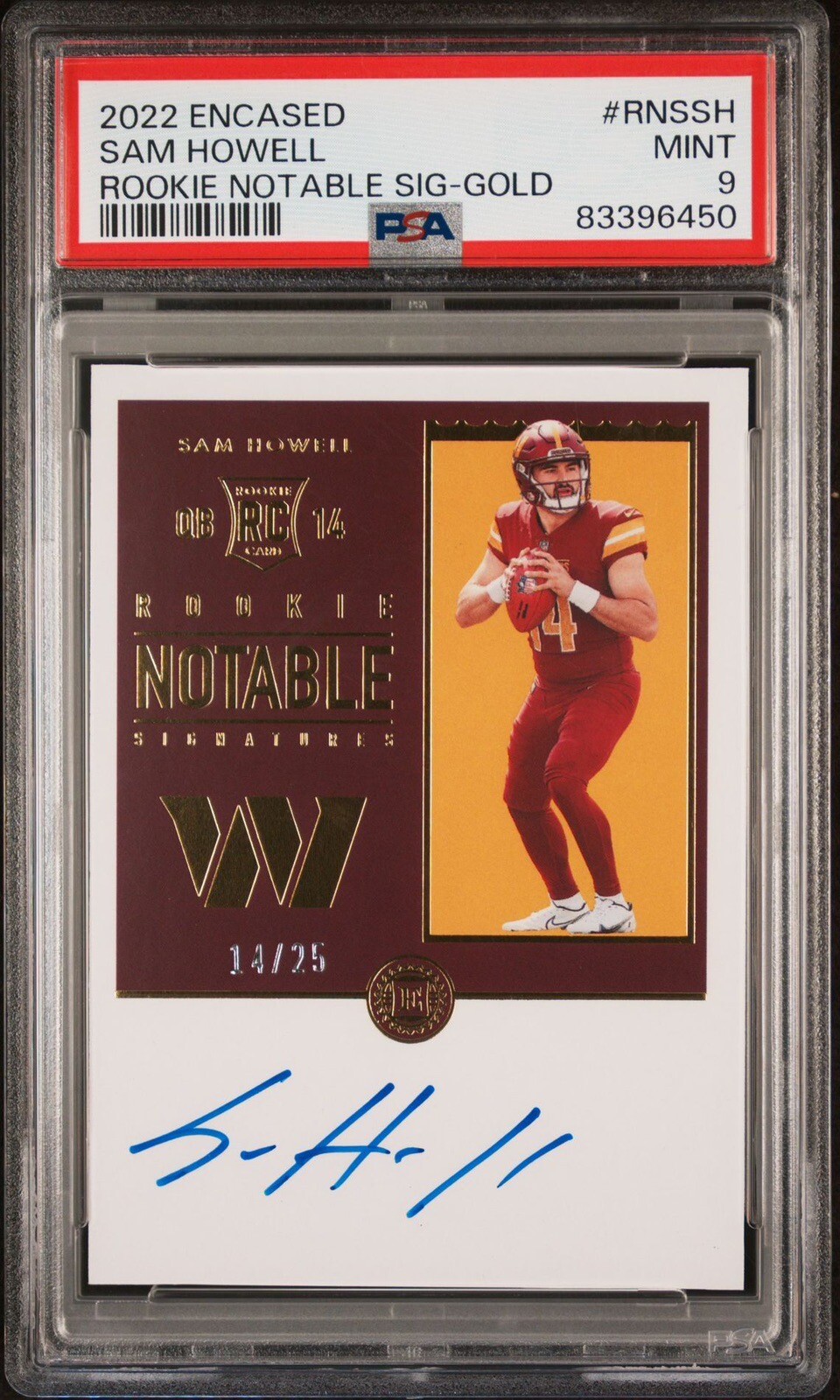 Sam Howell Panini Encased Rookie Notable Signatures #RNSSH Gold