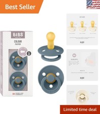 Timeless Design Natural Rubber Pacifiers  2 Pack, Petrol Blue, Ages 6-18 Months