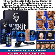 Kit per la Cura E Crescita Della Barba Con Dermaroller + Olio + Balsamo + Sapone
