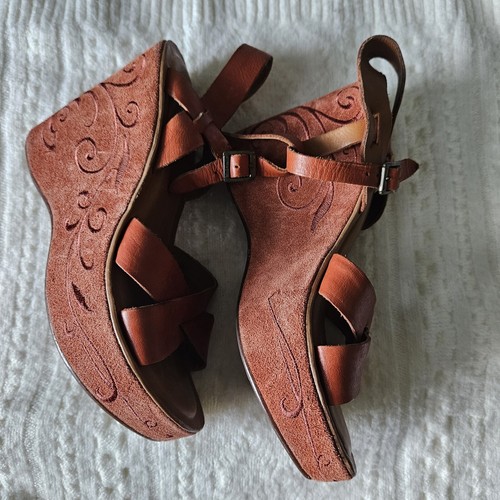 Korkease Womens Sz 7M BROWN Leather Strappy Platform Sandals eBay