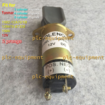 129470-67320 12V 2-Plug Solenoid Valve 1502-12A7U1B for Yanmar 3, 4 & 6 Cylinder