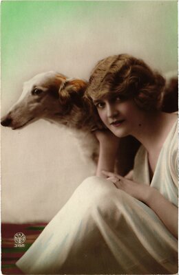 CPA AK Greyhound Young Lady DOGS (1387875)