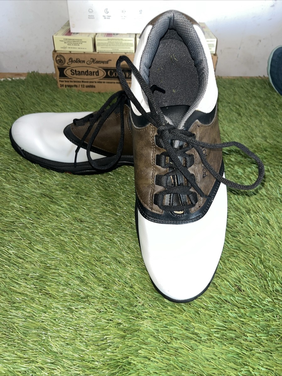 FootJoy GreenJoys Golf Shoes Mens 10‎ White Brown Good Spiked Saddle 45516 FootJoy GreenJoys Golf Shoes Mens 12 M White Brown Soft  main image 2