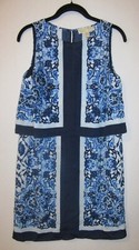 Michael Kors Sleeveless Sheath Dress Blue Print Polyester Casual Dress Size 2