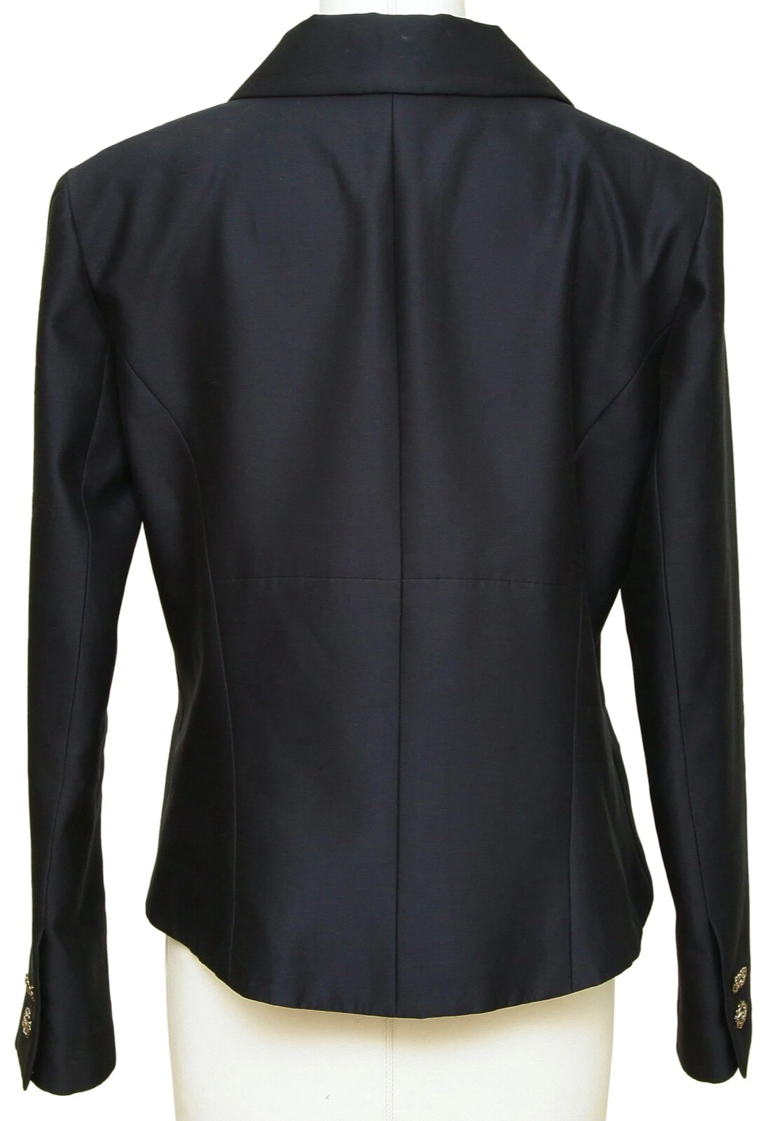 Giacca blazer cappotto CHANEL blu navy catena argento manica lunga tg 40 2014 14C