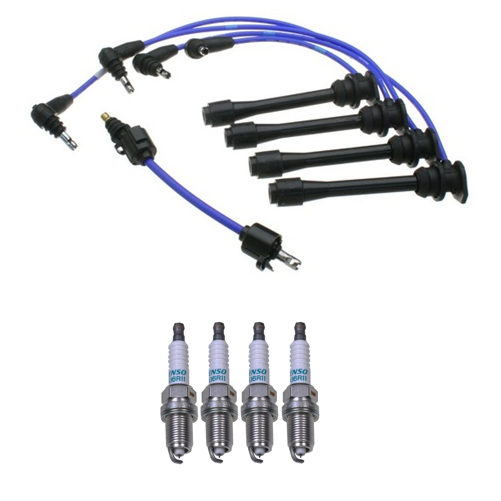 Denso Wire Set 5mm  4 Iridium Long Life Spark Plugs .044 Kit For Toyota 2.4L L4