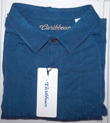 Roundtree Yorke Caribbean Short Sleeve Camp Shirt TALL 3XT Blue NWT (RYC345)