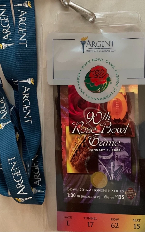 2004 90th ROSE BOWL GAME TICKET STUB + LANYARD MICHIGAN WOLVERINES USC TROJANS ! - Image 3 of 4
