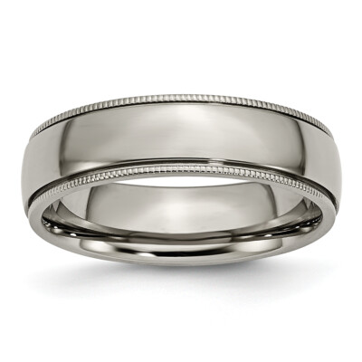 Chisel Titanium Polished 6mm Grooved and Beaded Edge Band TB132