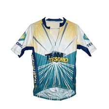 Team Tesoro Cycling Bicycle Blue Yellow 1/4 Zip Size Large Made In Canada