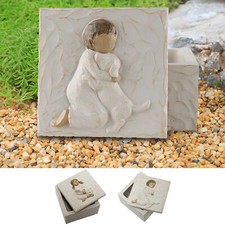 Urn Casket For Pet Dog Ashes, Memory Keepsake Box with Lid, Small Resin Urn