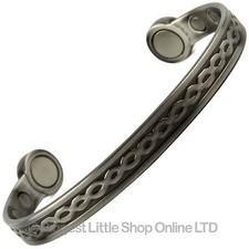 XL SUPER STRONG PEWTER Link Pattern MAGNETIC BANGLE 6 Magnets Health Rare Earth