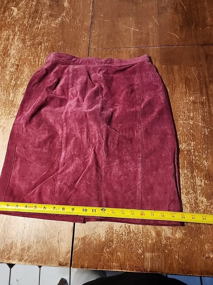 Falda Vintage Colección Maggie Lawrence Mujer Talla 12 Cuero Gamuza Rosa Foto 3 de 4